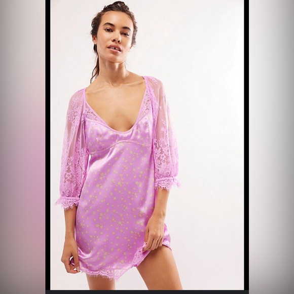 New Free People✨About that Mini Dress - Pink Combo - Picture 1 of 5